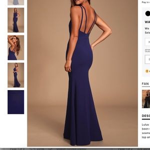 LULU’S Navy Blue Backless Maxi Dress, Style "Dream About You", Size XS